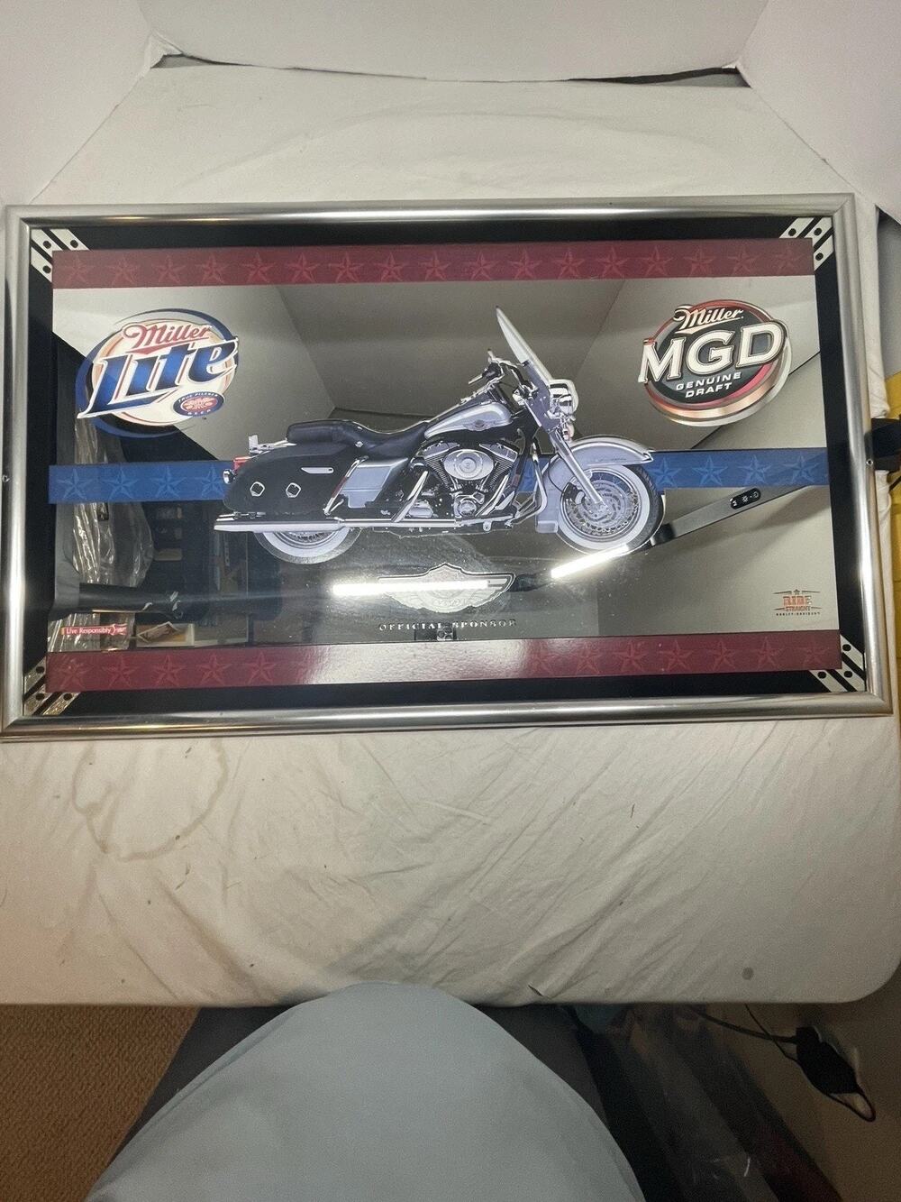MILLER LITE & MGD HARLEY DAVIDSON 100th ANNIVERSARY 31" x 19" MIRROR LIMITED !!!